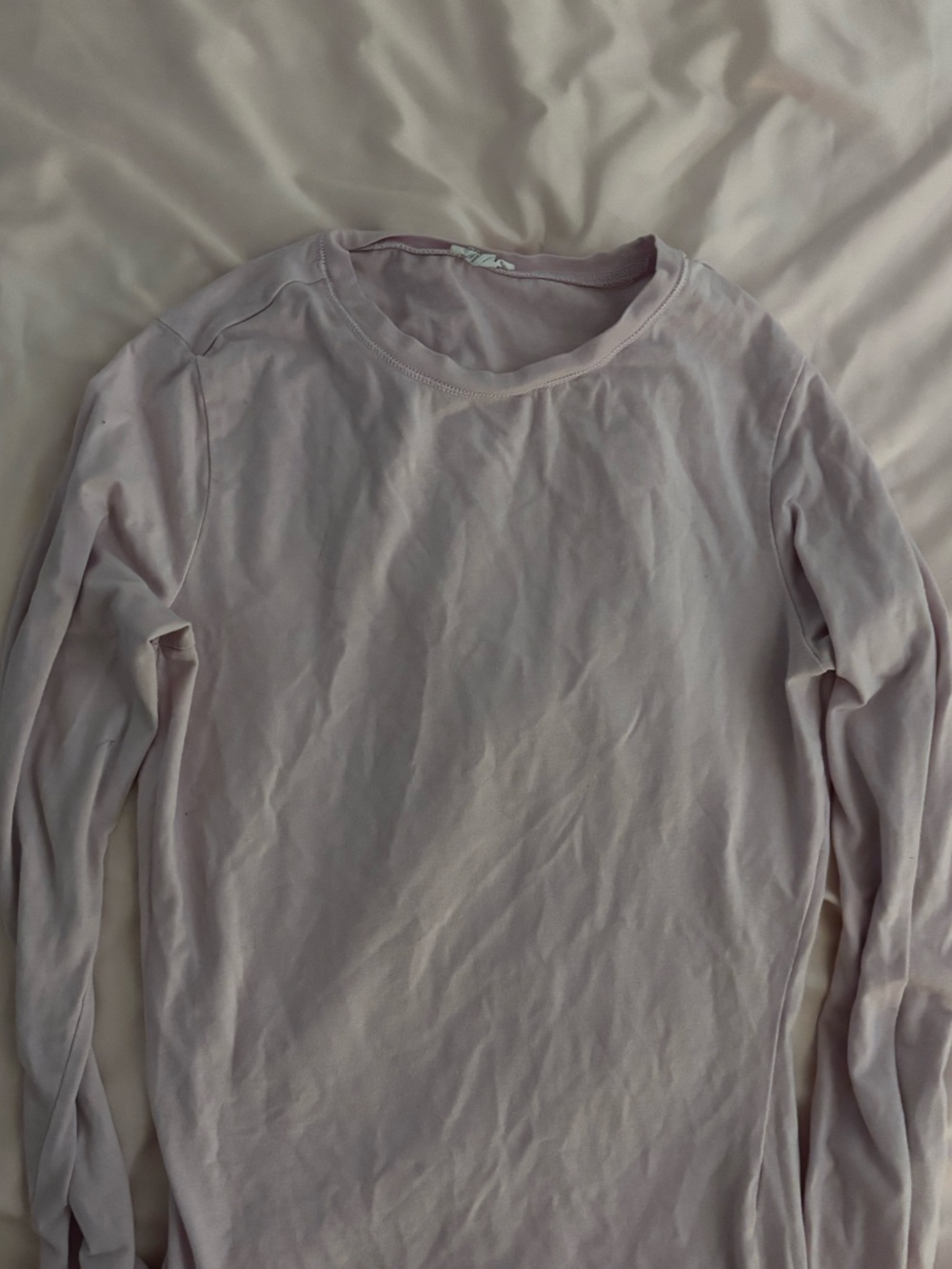 Garage Women's Long-Sleeve Crewneck Tee in Light pink